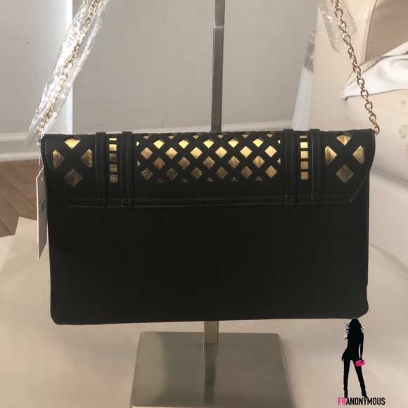 Black Leather Laser Cut Clutch - Picture 5 of 6